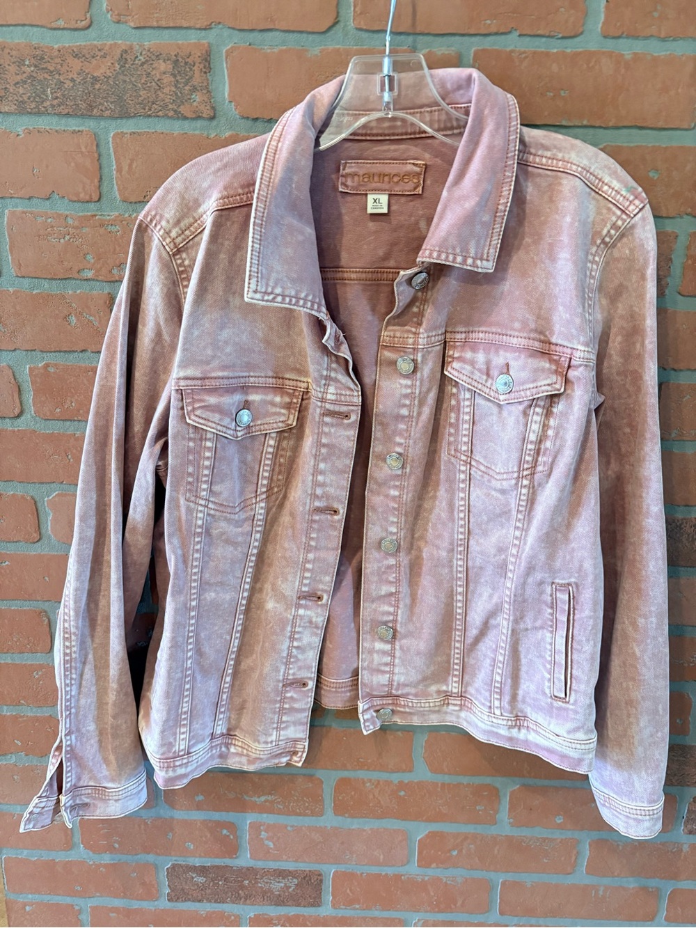 Maurice’s Women's Pink Washed Denim Jacket- Size XL